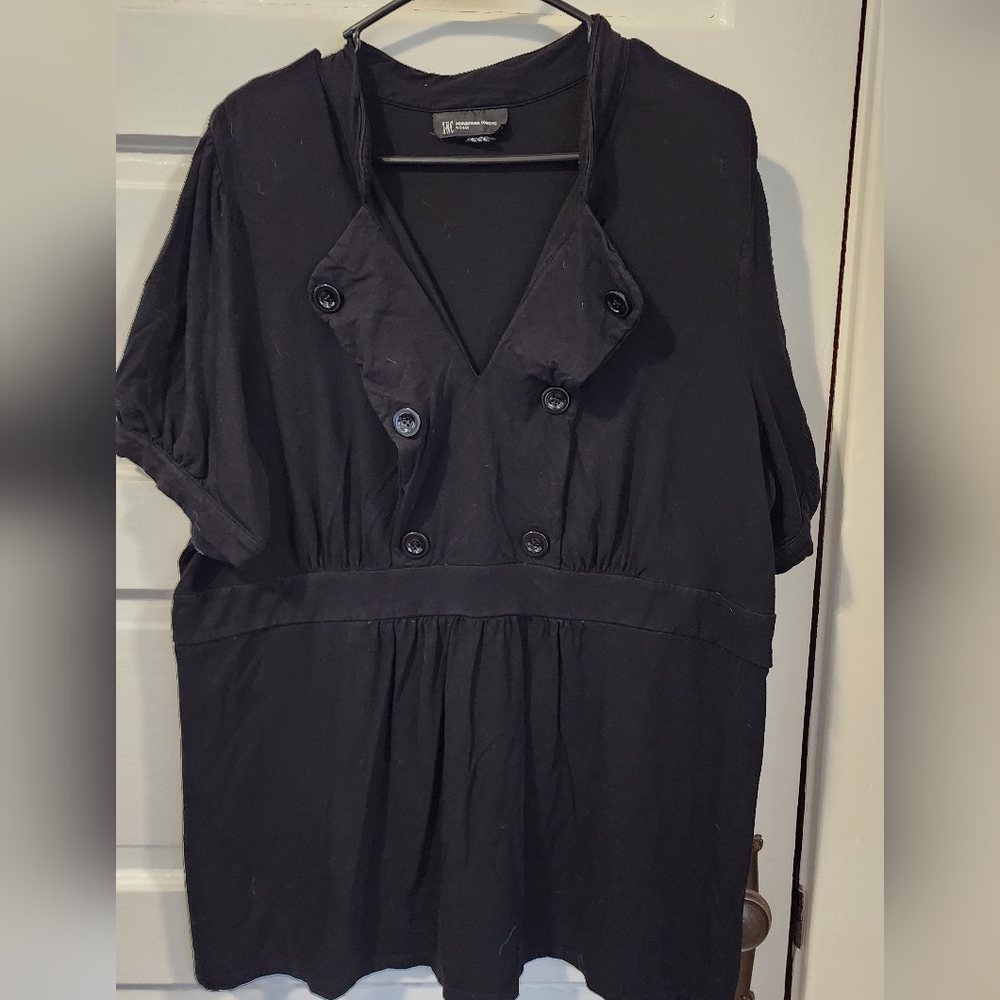 Inc Black Vneck Blouse With Cute Buttons